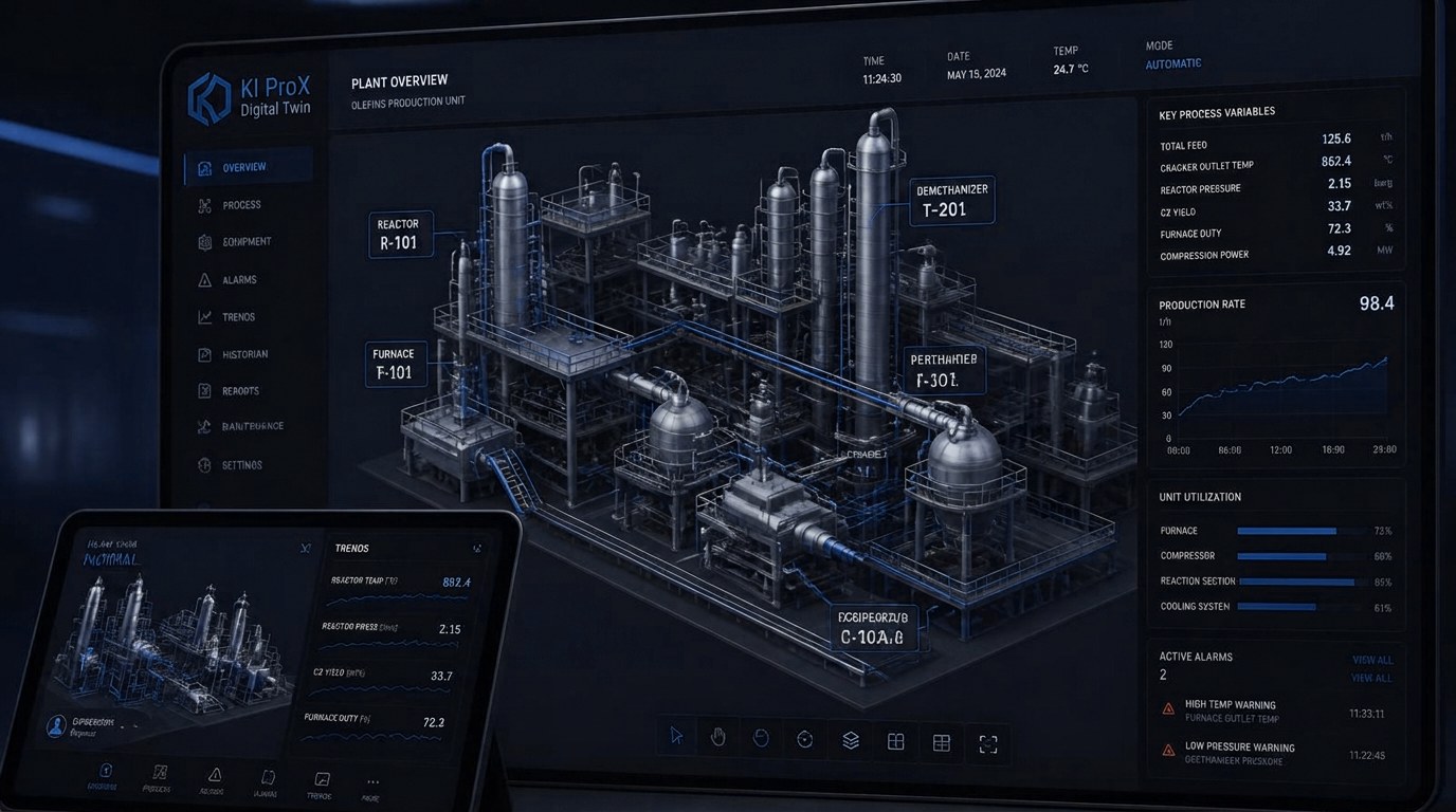 Prozesstechnik-App mit Dashboards zur Überwachung digitalisierter Prozesse